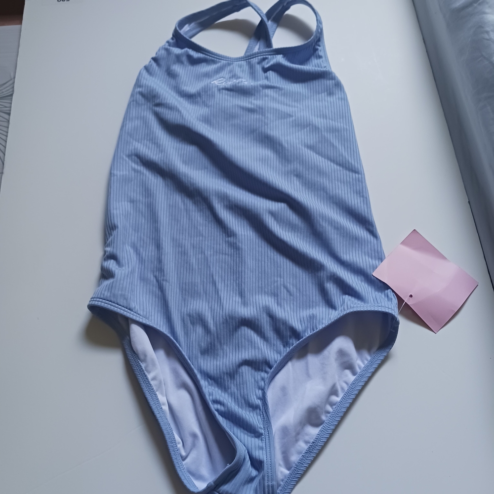 3X$30 Rip Curl Kidswear Blue Ribbed One-Piece Swimsuit SZ 12  NWT